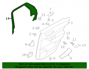 Land Rover Range Rover Velar 18-23 black inner rear left door frame