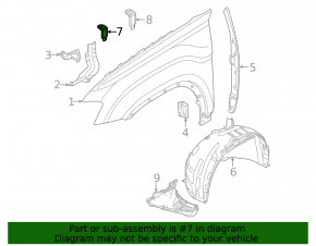 Front center right wing bracket VW Atlas 18-24 prerest