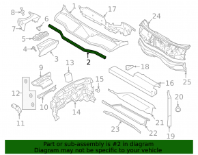 Rear center hood seal for Audi E-Tron 19-23 on the windshield wiper grille