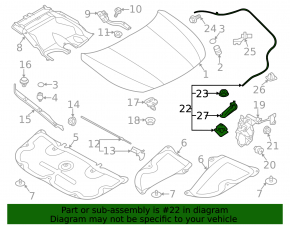 Subaru Outback 20-23 Hood Release Cable Without Handle