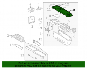 Upper center console trim for Lexus RX300 RX330 RX350 RX400h 04-08, beige, wood grain inserts, cracks in fasteners