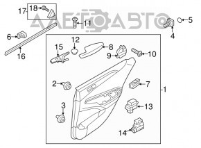 Rear left door panel, Hyundai Sonata 11-12, beige leather