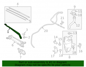 Left wiper arm Lexus NX200t NX300 NX300h 15-21