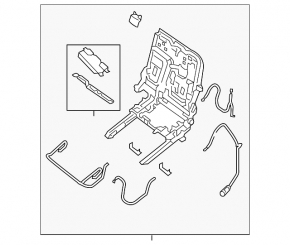 Rear left seat runner, 2nd row, left, Nissan Pathfinder 13-16, mechanical, without frame