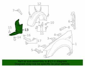 Front right fender liner Audi A3 06-13