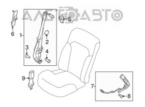 Passenger seat belt Ford Flex 09-12 beige