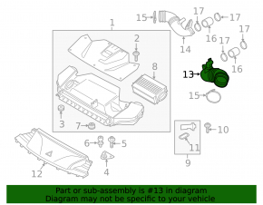 Right air duct from the air intake BMW X5 F15 14-18 M, S63R