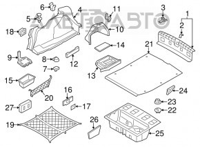 Left arch trim BMW 3 F30 12-18 without mesh, under shelf