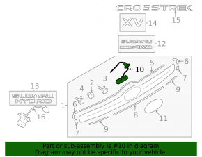 Subaru XV Crosstrek 13-17 Trunk Door Release Button