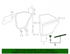 Door seal rear left Toyota Camry v50 12-14 usa lower