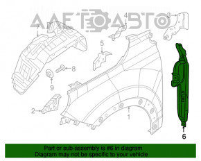 Wing seal door-wing right Fiat 500X 16-22