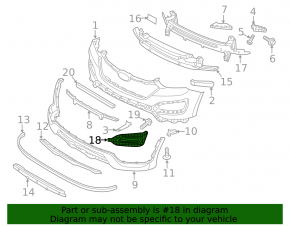 Right bumper grille for Hyundai Santa FE Sport 2013-2016 pre-rest USA without fog lights