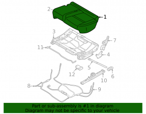 Mitsubishi Outlander 22-26 rear seat cushion, 2nd row, left, gray leather, heated, dry-cleanable