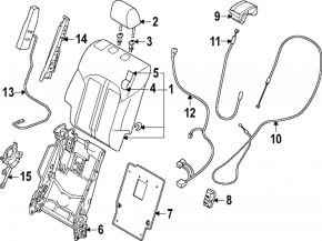 Rear center headrest, 2nd row, Mazda CX-90 24-26, black leather