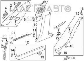 Door sill outer rear right Cadillac CTS 14 - chrome, worn