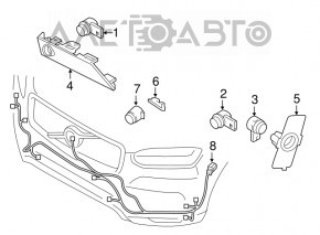 Wiring of the front bumper Volvo XC90 16-22 without parking sensors, under fog lights