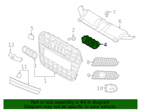 Audi A6 C7 16-18 radiator grill emblem base without night vision