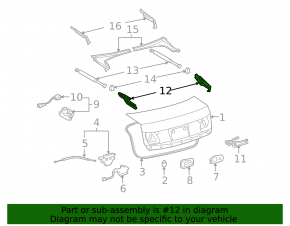 Left trunk lid hinge for Lexus GS300 GS350 GS430 GS450h 06-11