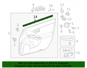 Glass seal inner front left Toyota Prius 30 10-15