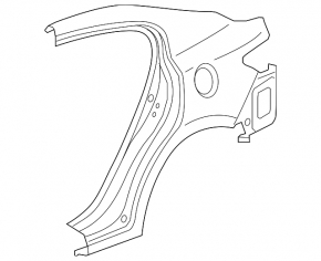 Quarter wing rear left Acura ILX 13-18 black, small bumps, on the body
