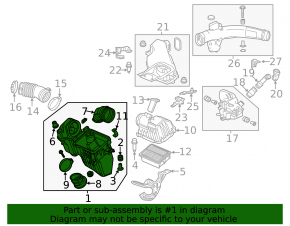 Air filter housing for a 2013-2015 Honda Accord hybrid