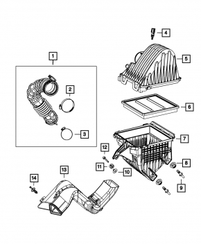 Air duct Chrysler 200 11-14 2.4 without pzev