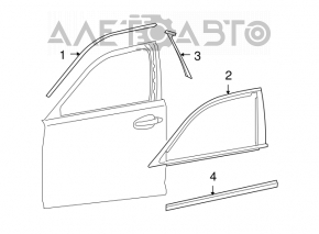 Upper front left door molding for Lexus LS460 LS600h 07-12 chrome