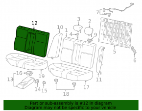 Acura ILX 13-15 black leather rear seat back, perforated, with armrest, dented