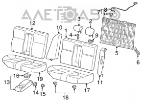 Acura ILX 13-15 black leather rear seat back, perforated, with armrest, dented