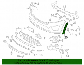Front bumper trim left Kia Sorento 16-18 structure, black, Sport