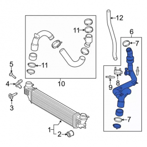 Left intercooler hose assembly for Ford Edge 15-18 2.0T