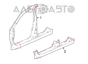 Body threshold metal with front pillar left Honda Accord 13-17