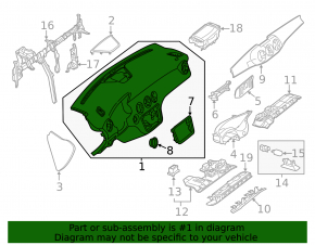 Torpedo front panel without AIRBAG Mercedes GLA 14-20 leather black