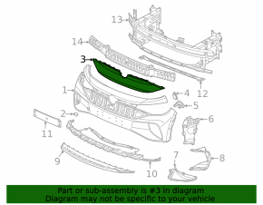 Front bumper center trim for Volkswagen ID.4 21-22 gray