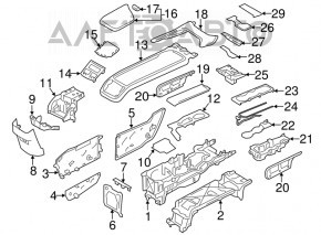 Volvo XC90 16-22 center console armrest type 1, black leather with bracket, scratches on plastic