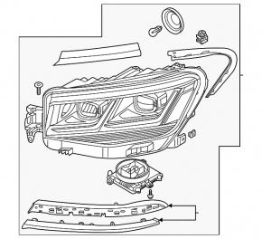 Left front headlight for VW Atlas 21-23 LED, complete with chrome trim and headlight assembly