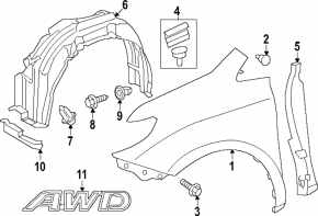 Front left fender liner Toyota Sienna 11-14