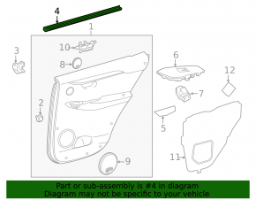 Glass seal inner rear right Lexus NX200t NX300 NX300h 15-21