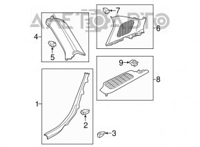 Right rear pillar trim behind the window, Audi Q5 80A 18-24, gray