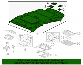 Headlining Honda HR-V 16-22 gray, without sunroof, dry-cleanable, worn