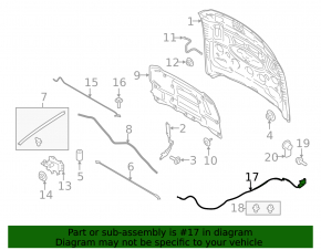 Ford Mustang mk6 18-23 hood release cable without bracket