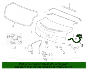 Trunk lid hinge left Cadillac ATS 13-