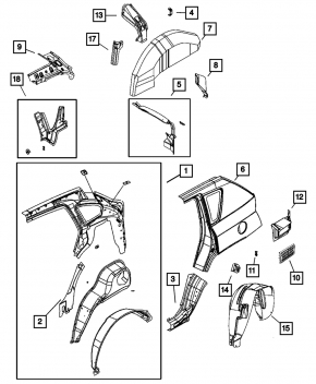 Jeep Compass 11-16 rear right quarter wing