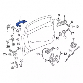 Door handle outer front left Ford Fiesta 11-19 keyless