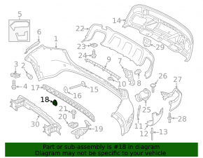 Rear bumper mount lower left Mercedes GLA 15-17