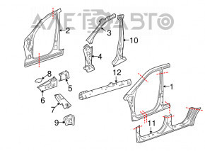 Body pillar central right Mercedes W164 ML