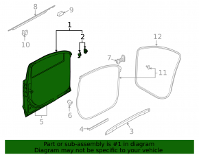 Front left door assembly for an Audi Q7 4L 10-15 keyless, white LS9R, scratches on the glass and trim