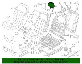 Rear left headrest, 2nd row, BMW X7 G07 19-22, Vernasca leather, 6 seats, Black