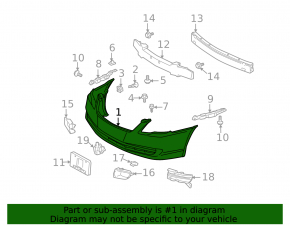 Front bumper bare Toyota Avalon 2005-2007