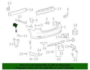 Lower right rear bumper mount for Lexus Hs250h 10-12